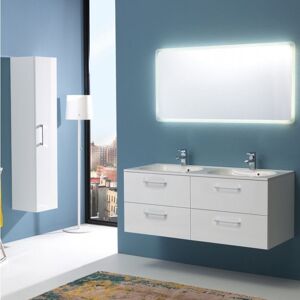 Meuble De Salle De Bains 120 Cm Double Lavabo 'boston' Laqué Blanc - Publicité