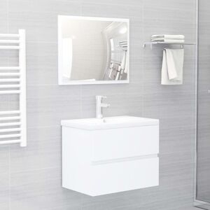 Vidaxl Ensemble De Meubles De Salle De Bain 2 Pcs Blanc Aggloméré - Publicité