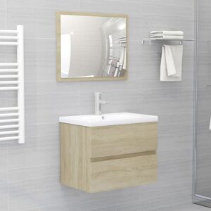 Vidaxl Ensemble De Meubles De Salle De Bain Chêne Sonoma Aggloméré - Publicité