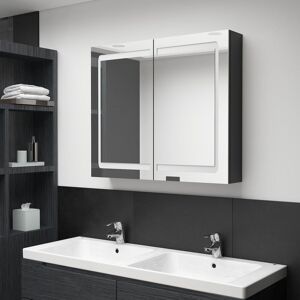 vidaXL Armoire de salle de bain à miroir LED Noir brillant 80x12x68 cm - Publicité