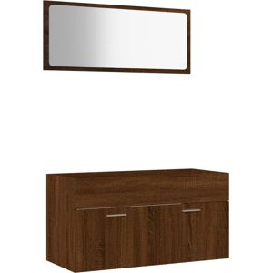 Vidaxl Ensemble De Meubles De Salle De Bain 2 Pcs Chêne Marron - Publicité