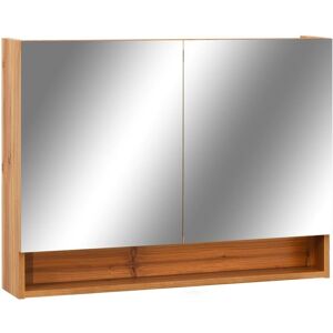 vidaXL Armoire à miroir de salle de bain LED Chêne 80x15x60 cm MDF - Publicité