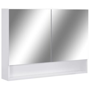 vidaXL Armoire à miroir de salle de bain LED Blanc 80x15x60 cm MDF - Publicité