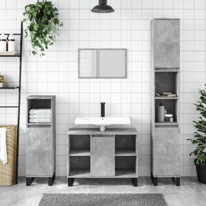 Vidaxl Ensemble De Meubles De Salle De Bain 3 Pcs Gris Béton - Publicité