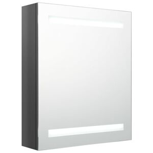 Vidaxl Armoire De Salle De Bain À Miroir Led Gris Brillant 50x14x60 Cm - Publicité