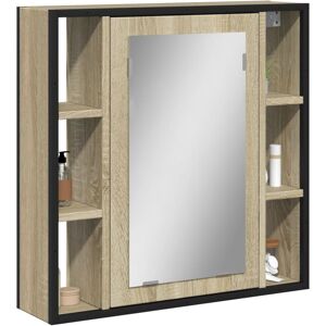 Vidaxl Armoire À Miroir De Salle De Bain Chêne Sonoma Bois Ingénierie - Publicité