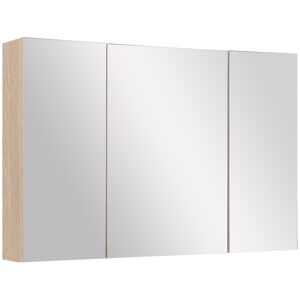 Homcom Armoire miroir murale polyvalente meuble pour salle de bain style contemporain 3 portes 3 étagères Beige 90 x 14 x 60 cm