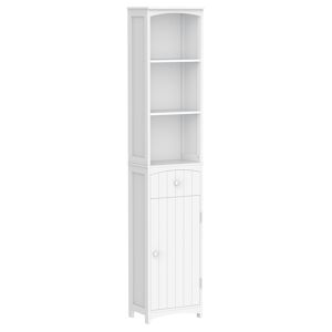 HOMCOM Meuble Colonne de Salle de Bain Meuble colonne rangement WC avec étagère et tiroir , placard 34L x 24l x 170H cm Blanc