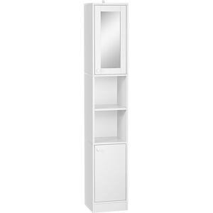 kleankin Meuble colonne de salle de bain armoire haute placard de rangement avec étagère réglable - 30 x 28 x 170 cm - blanc