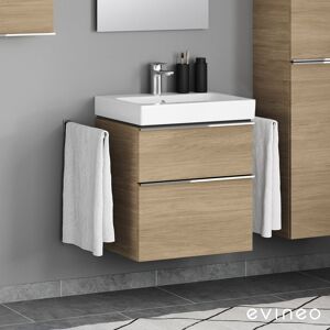 evineo ineo4 Meuble sous-vasque l : 60 cm, 2 tiroirs, avec poignée, pour vasque iCon, Acanto & Xeno² de Geberit,, BE0219OA,