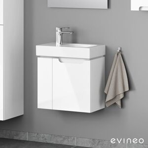 evineo ineo5 Meuble sous-vasque l : 52 cm, 2 portes droite, avec poignée encastrée, pour lave-mains iCon de Geberit,, BE0318WH,