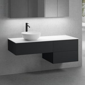 neoro n50 Ensemble de meubles l : 140 cm, 3 tiroirs, lavabo Ø 40 cm blanc mat,, BN0064WM+BN0062WM+BN0412BM+BN0421BM+BN0408WM,