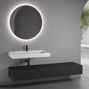 neoro n50 Ensemble de meubles l : 200 cm, 2 tiroirs, lavabo blanc mat avec 1 trou percé, avec miroir n30,,