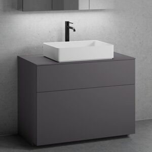 neoro n50 Meuble bas l : 100 cm, 2 tiroirs, lavabo l : 58 cm blanc mat,, BN0065WM+BN0062WM+BN0443GR+BN0403GR,