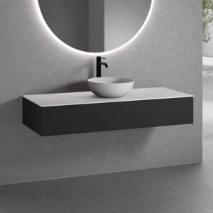 neoro n50 Meuble bas l : 140 cm, 1 tiroir, lavabo Ø 45 cm blanc mat,, BN0106WM+BN0062WM+BN0492BM+BN0408WH,