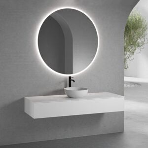 neoro n50 Meuble bas l : 160 cm, 1 tiroir, vasque Ø 45 cm blanc mat, avec miroir n30,, BN0106WM+BN0062WM+BN0493WM+BN0405WM+BN0012MI,