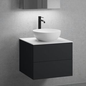 neoro n50 Meuble bas l : 60 cm, 2 tiroirs, lavabo Ø 45 cm blanc mat,, BN0106WM+BN0062WM+BN0421BM+BN0401WH,