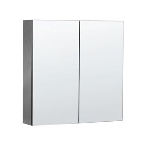 Beliani Armoire de Toilette 2 Portes 60 x 60 cm Rangement 2 Etagères Miroirs Suspendu Noir Navarra - Publicité