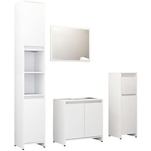 vidaXL Ensemble de Meubles de Salle de Bain 4 pcs Meubles de Toilette Armoire de Rangement Placard de Salle de Bain Maison Intérieur Blanc Aggloméré - Publicité