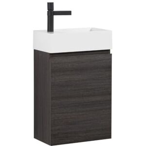 GOOM Meuble Lave-Mains LUGIS livré monté Lave-Mains WC avec Vasque avec Effet Lotus Ensemble Meuble Lave-Mains Complet 40cm (Lino, Anthracite) - Publicité