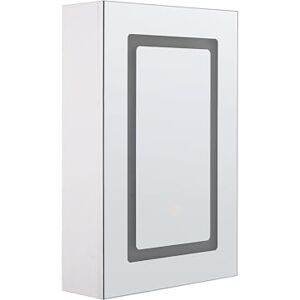 Beliani Armoire de Toilette Murale avec Miroir Lumineux LED 40 x 60 cm Rangement Suspendu Fonctionnel et Pratique pour Salle de Bain de Style Moderne - Publicité