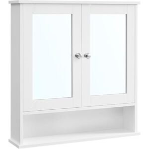 VASAGLE Armoire Murale, Meuble Salle de Bain, Placard de Rangement, Armoire Suspendue, 2 Portes-miroir et Compartiment Ouvert, Étagère Réglable, 13 x 56,5 x 58,5 cm, Blanc LHC002 - Publicité