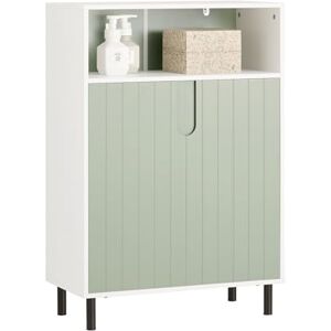 SoBuy Meuble Bas de Salle de Bain Meuble de Rangement Salle de Bain Placard de Rangement Armoire Toilette avec 1 Compartiment Ouvert, 2 Portes, 60x30x87 cm, BZR138-GR - Publicité