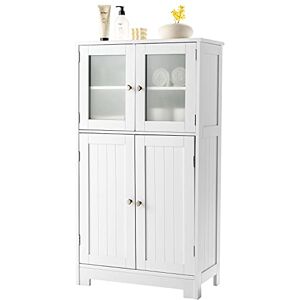 COSTWAY Meuble de Salle de Bain avec 4 Portes avec Etagère Réglable, Colonne Salle de Bain Armoire Haute pour Salon,Chambre,Bureau,Cuisine, 58 x 30 x 109 cm, Blanc - Publicité