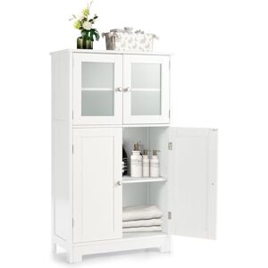 LIFEZEAL Armoire Haute avec Étagères Réglables, Meuble de Rangement Salle de Bain avec Double Porte en Verre, Armoire sur Pied Multifonctionnelle pour Cuisine, Salon, Bureau, 60 x 30 x 109 cm, (Blanc) - Publicité