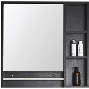 KLLJHB Armoire à Miroir de Salle de Bain en Bois à Porte Unique – Boîte à Miroir de Lavage avec Rangement séparé avec Porte-Serviettes, Armoire de Rangement Murale pour Salle de Bain (Noir) - Publicité