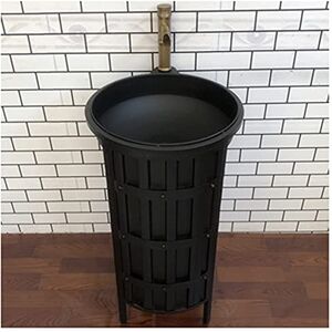 GLETSF Armoire de Salle de Bain sur Pied Classique et Moderne avec Robinet et Drain, Meuble de Salle de Bain de Style Industriel, Noir, sans Miroir (Noir sans Miroir) - Publicité