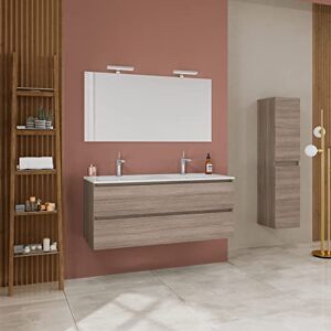 Kiamami Valentina Armoire Murale à Double Vasque pour Salle de Bain avec tiroirs en chêne Naturel 120CM   Berlin - Publicité