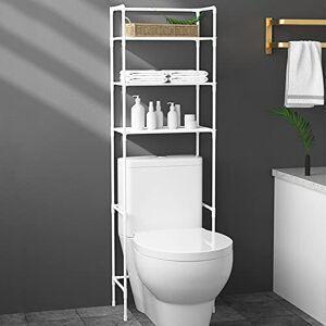 FANOYA Etagere WC sur Pied, Étagères de Salle de Bain Au-Dessus du Meuble de Toilette, Facile à Assembler et Gain de Place, Organisateur de Salle de Bain Autoportant, 45 * 25 * 150 Cm - Publicité