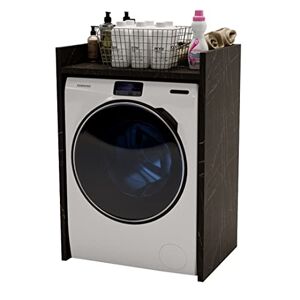 AKKE Meuble pour Machine À Laver Rangement Lave Linge 66 x 97 x 62 cm Armoire Sèche Linge Salle De Bain Surélévation Marbre Noir - Publicité