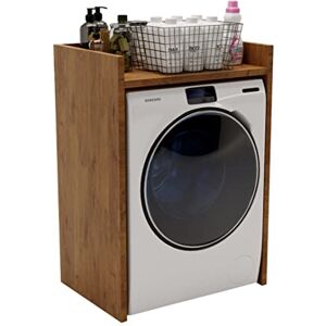 AKKE Meuble de Rangement Machine à Laver Lave Linge Sèche-Linge Armoire Étagère Salle de Bain Buanderie Fabriqué en UE Chêne Rétro - Publicité