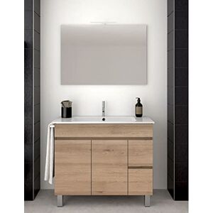 ALLSTONE Ensemble de Salle de Bain Ischia 2 tiroirs et Deux Portes – 7 Couleurs différentes – 15 Dimensions – Meuble, lavabo et Miroir – 120x45Cm 1 Vasque Sable - Publicité