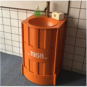 GLETSF Armoire de Salle de Bain sur Pied Classique et Moderne avec Robinet et Drain, Meuble de Salle de Bain de Style Industriel 20,8 x 18,8 x 33,4 Pouces, Jaune, avec Miroir (Orange sans Miroir) - Publicité