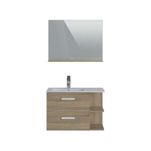Conforama Ensemble meuble + vasque + miroir CIGALE coloris chêne clair - Publicité