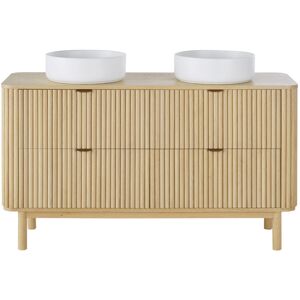 Maisons du Monde Meuble double vasque de salle de bains 4 tiroirs Beige 142.4x93x49cm