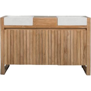 Wanda Collection Meuble de salle de bain en teck et vasques crème L140cm Marron 140x80x50cm