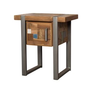 Wanda Collection Meuble sous vasque en teck recyclé et métal L70cm Marron 70x78x48cm