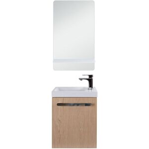 Mob In Ensemble meuble lave-mains avec miroir Décor chêne Beige 41x53x21cm