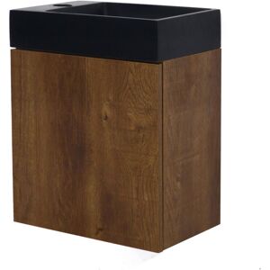 Allibert Meuble lave-mains marron avec vasque noire Marron 25x49x40cm