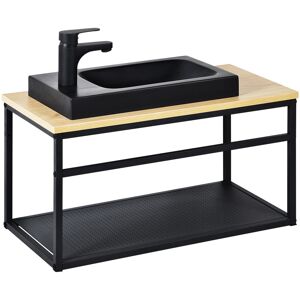 Mob In Meuble lave-mains vasque noire + robinet noir Noir 60x36x30cm