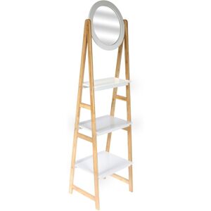 The Home Deco Factory Etagère en bambou avec miroir Blanc 43x163x36cm