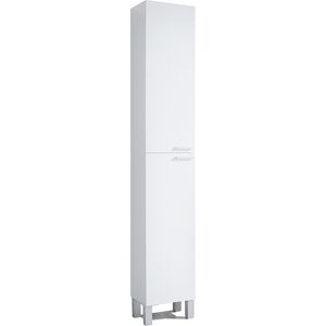 Dmora Colonne de salle de bain 2 portes effet bois blanc brillant Blanc 30x182x25cm