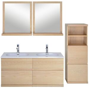 Mob In Meuble sous vasque chêne avec plan résine 120cm + miroir + colonne Beige 120x55x46cm