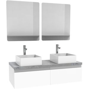 Mob In Meuble de salle de bain avec 2 vasques et 2 miroirs WILL Blanc 120x33x49cm