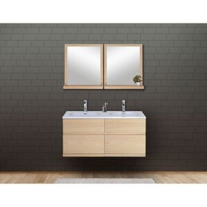 Mob In Meuble sous vasque chêne avec plan résine 120cm + miroir Beige 120x55x46cm