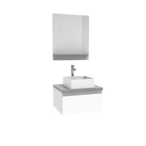 Mob In Meuble de salle de bain suspendu avec vasque et miroir WILL Blanc 60x33x49cm